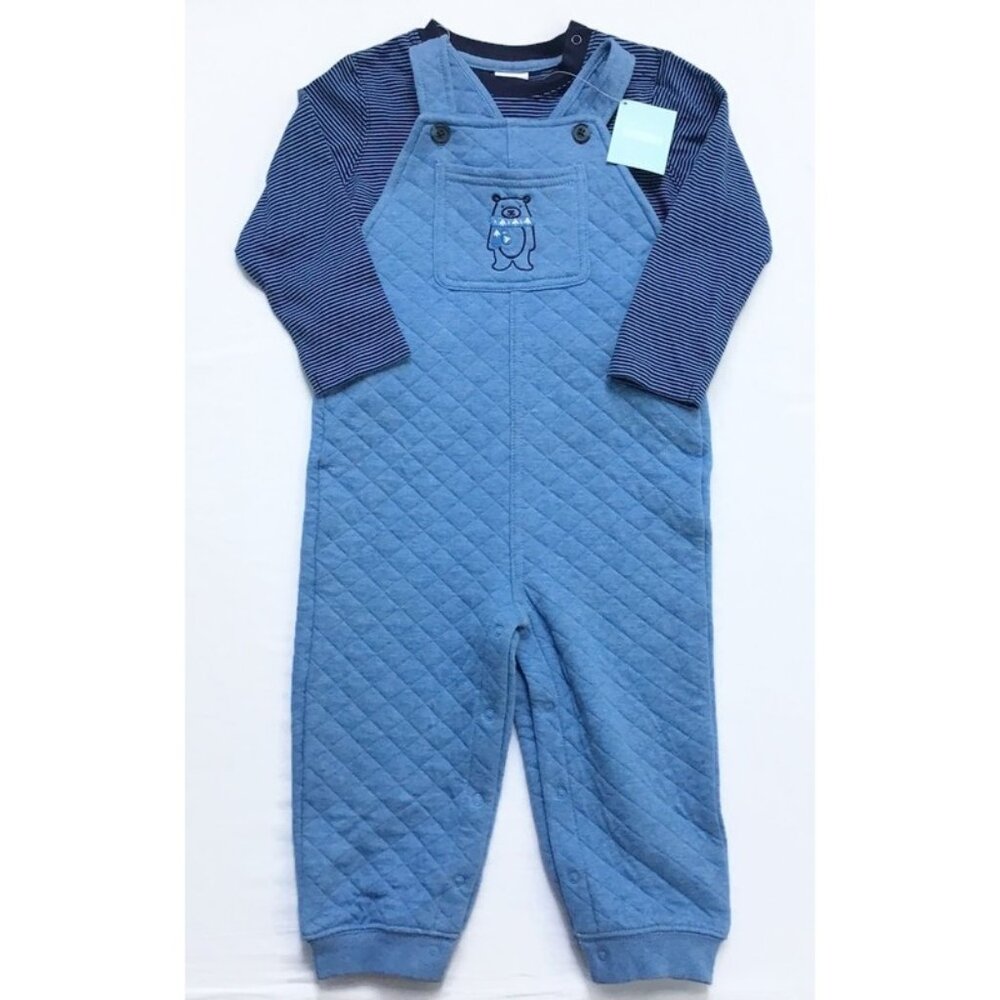 Gymboree Winter Bear Quilted Overalls Outfit Toddler Boys 18-24 Mos. Snow Scarf